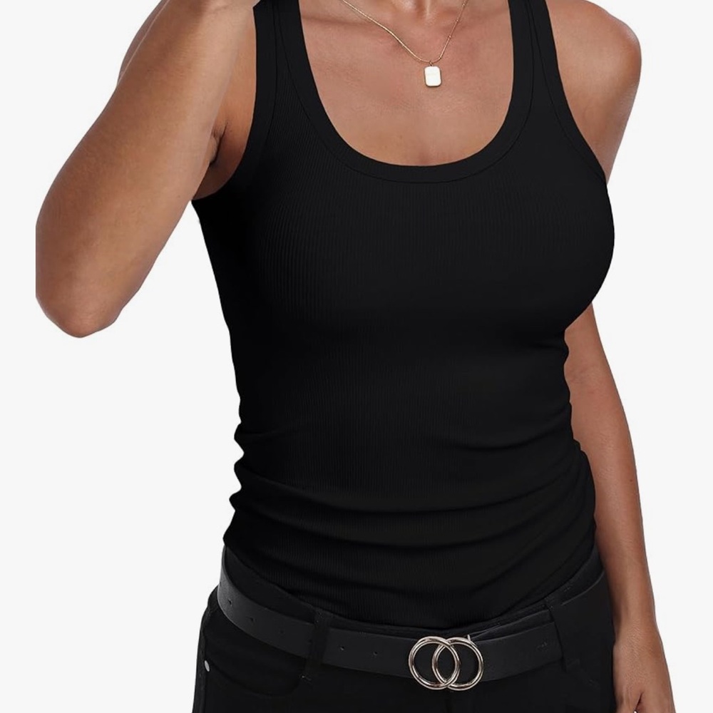 Women's Black Ribbed Tank Top